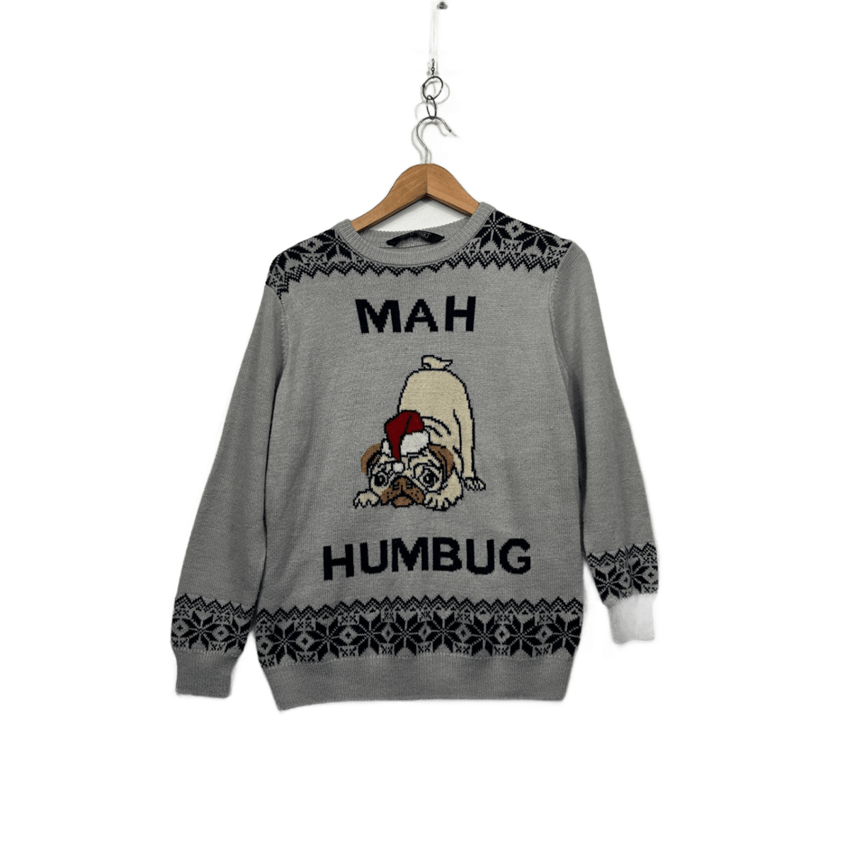 Avenue Christmas Humbug Pug Novelty Jumper - Size L