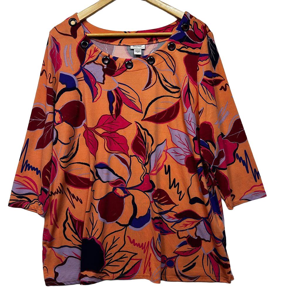 Avenue Orange Floral Plus Size Top - Size 18