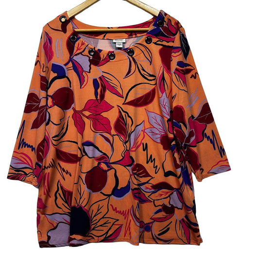 Avenue Orange Floral Plus Size Top - Size 18