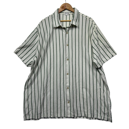 Axl+Co Button Up Green Striped Shirt - Size 7XL