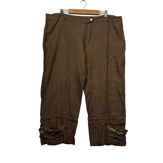 Banana Blue Brown Linen Cropped Pants - Size 20 (fault)