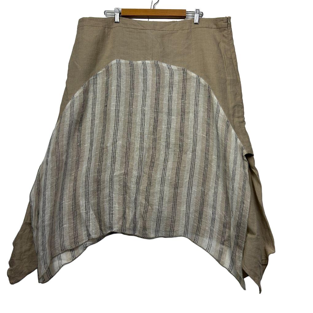 Banana Blue Natural Stripe Linen Asymmetric Skirt - Size XXL (Small marks)