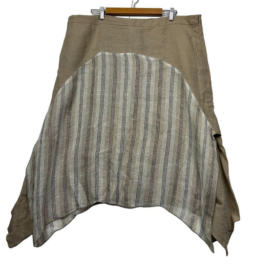 Banana Blue Natural Stripe Linen Asymmetric Skirt - Size XXL (Small marks)