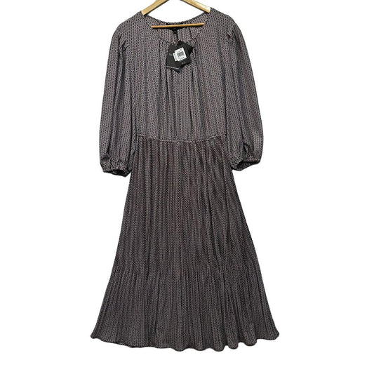 Basque Chocolate Geometric Print Dress - Size 20