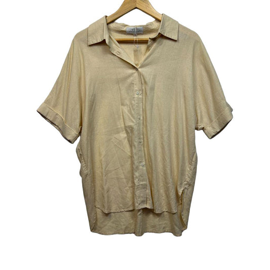 Bee Maddison Cream Linen Top - Size 14