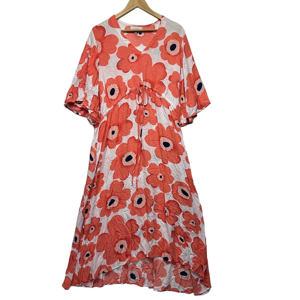 Bee Maddison Orange Floral Dress - Size 18