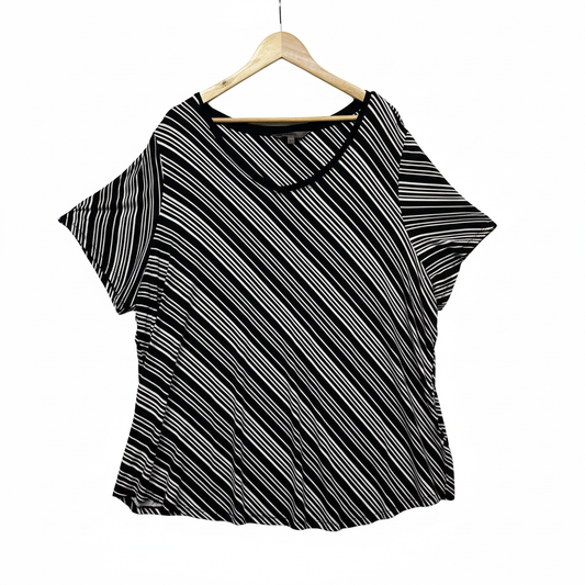 Bella Curve Black and White Striped Top - Size 22
