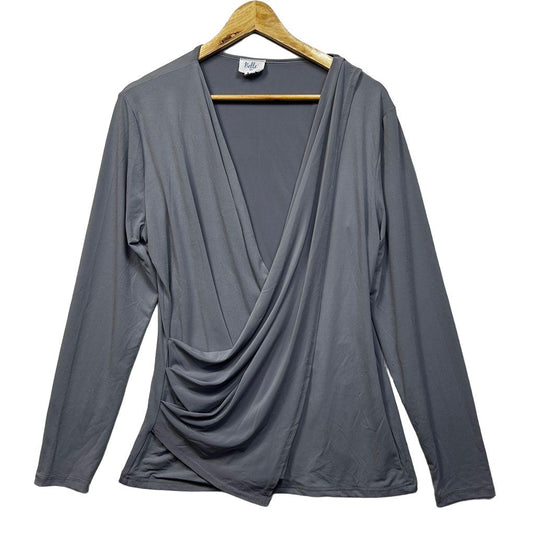 Belle Bird Grey Wrap Top - Size 14