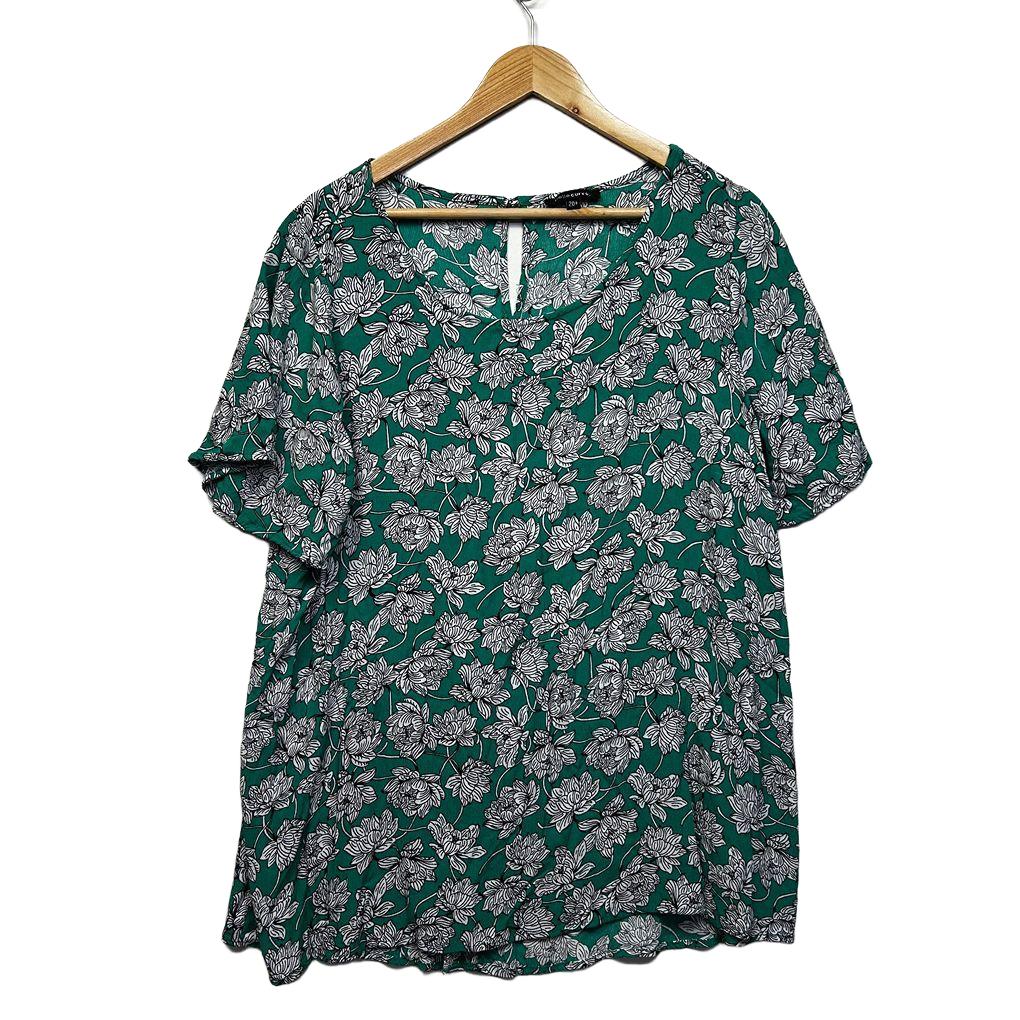 Belle Curve Green Floral Plus Size Top - Size 20