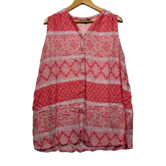 Belle Curve Pink Boho Print Sleeveless Top - Size 18