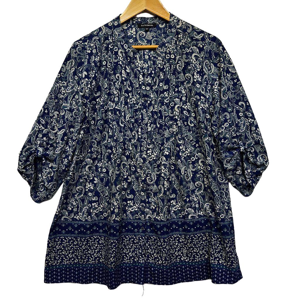 Bellecurve Navy Paisley Top - Size 16