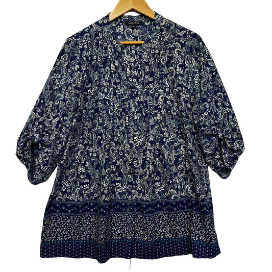 Bellecurve Navy Paisley Top - Size 16