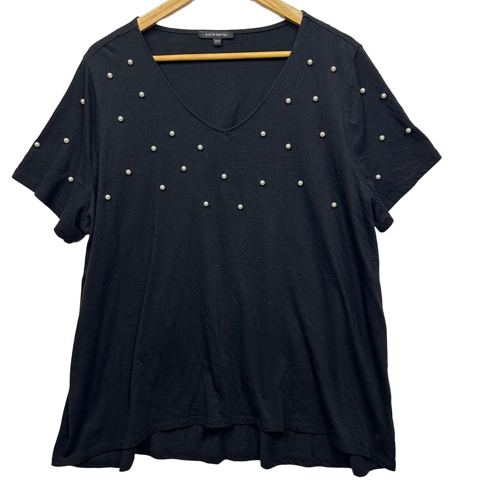 Bellecurve Pearl Embellished Top - Size 22+