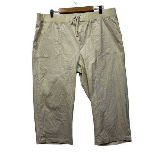 Beme Beige Plus Size Cotton Cropped 3/4 Pants - Size 16