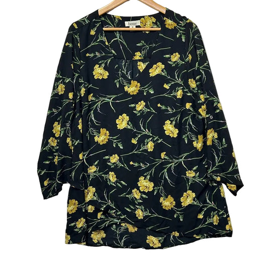 Beme Black Floral Top - Size 18