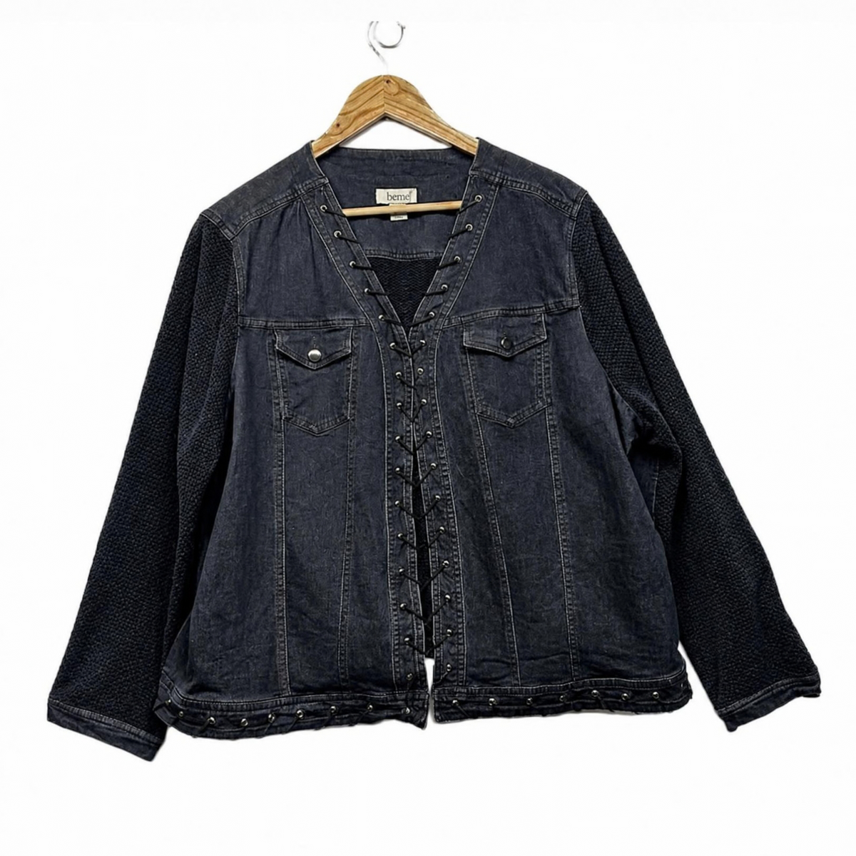 Beme Black Plus Size Denim Jacket - Size 22