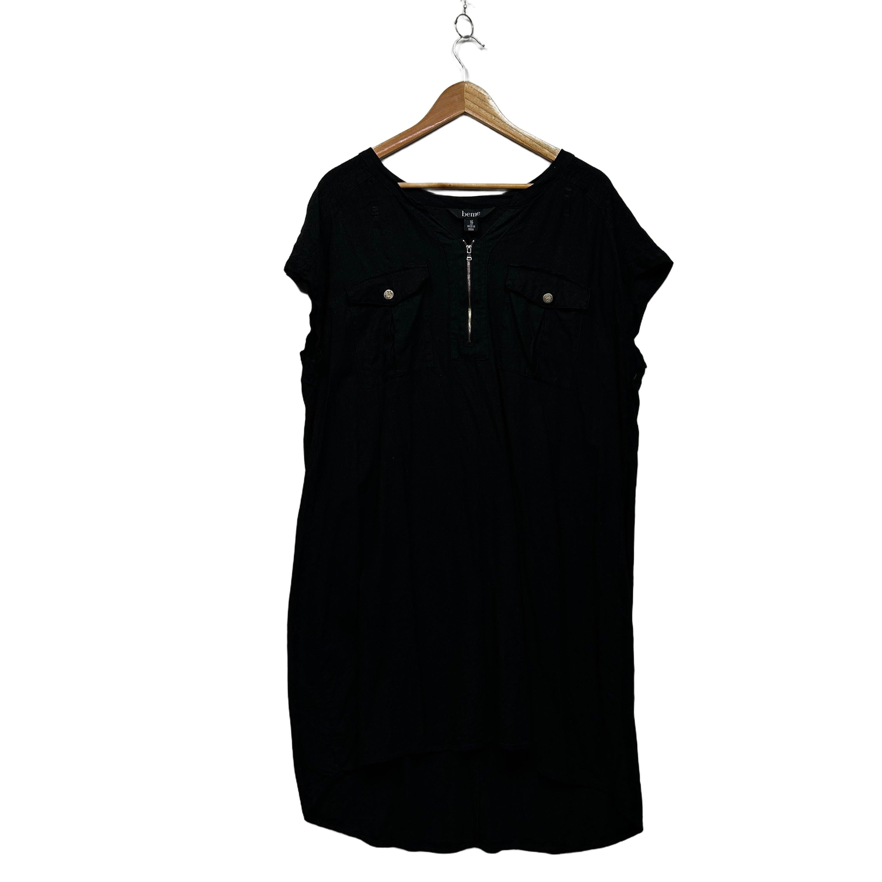Beme Black Plus Size Linen Dress - Size 16