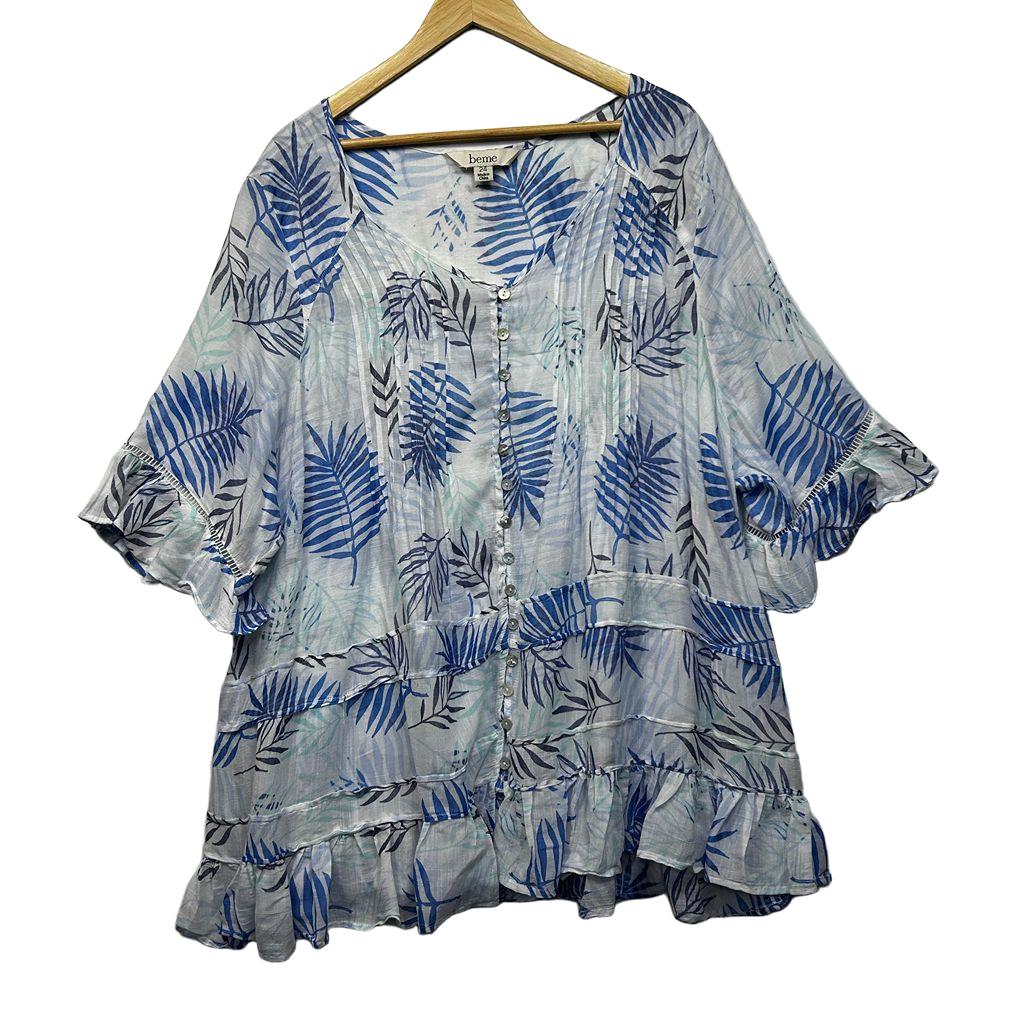 Beme Blue Plus Size Top - Size 24 (fault)
