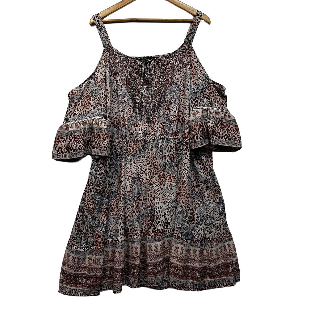 Beme Brown Animal Print Dress - Size 22