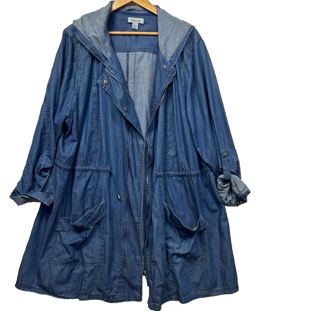 Beme Chambray Cotton Hooded Jacket - Size 22