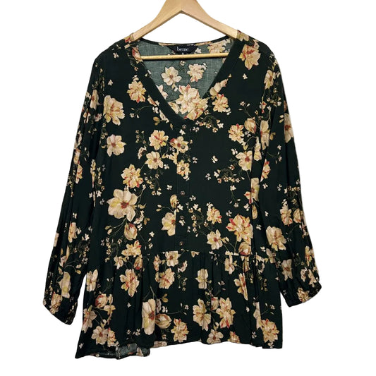 Beme Green Floral Top - Size 16