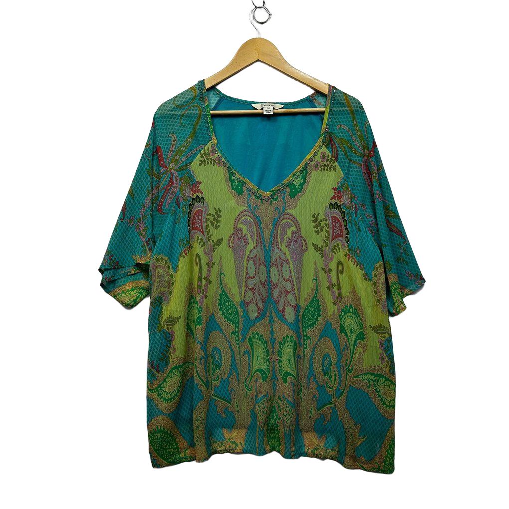 Beme Green Paisley Plus Size Top - Size 20