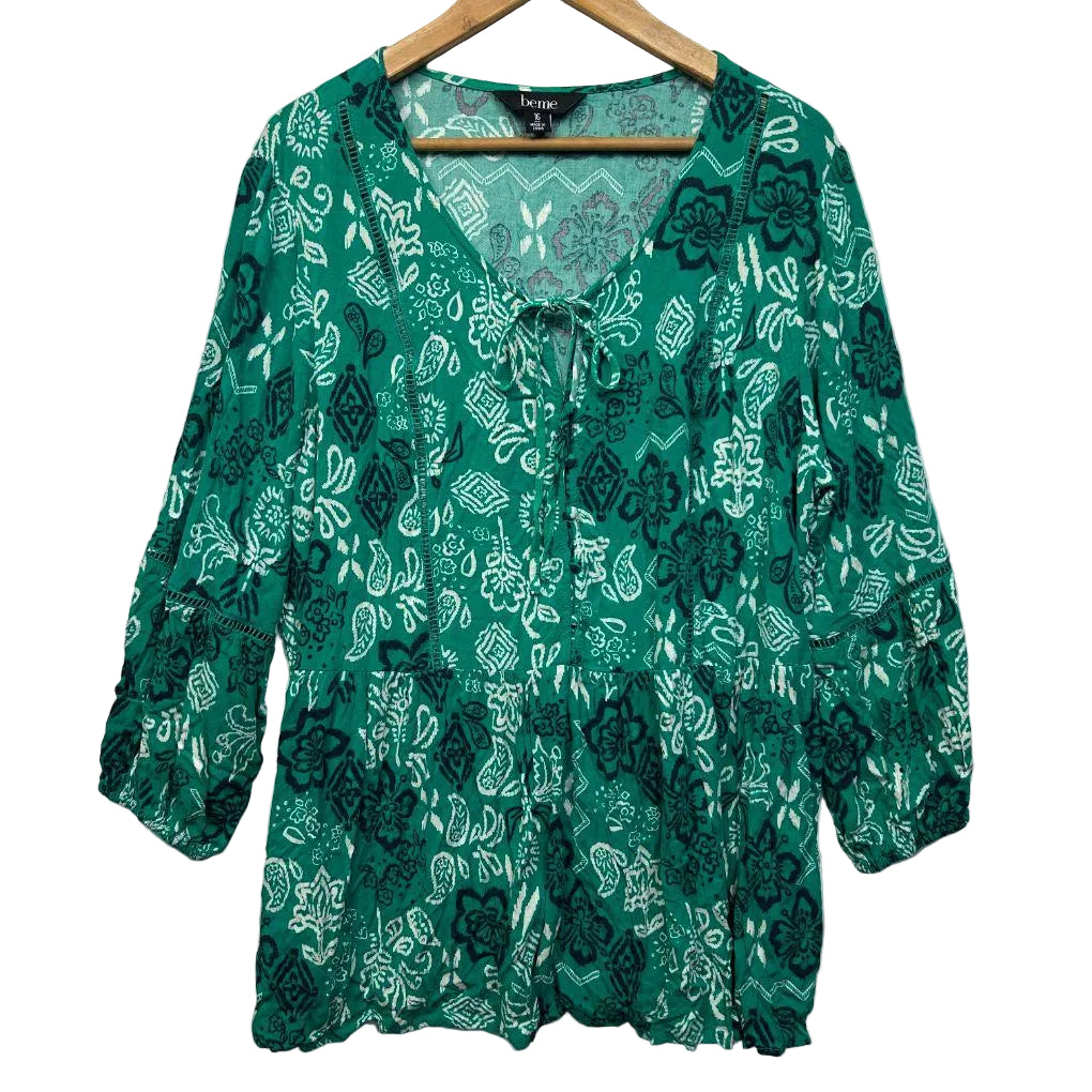 Beme Green Print Top - Size 16
