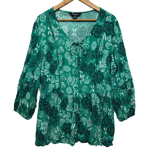 Beme Green Print Top - Size 16