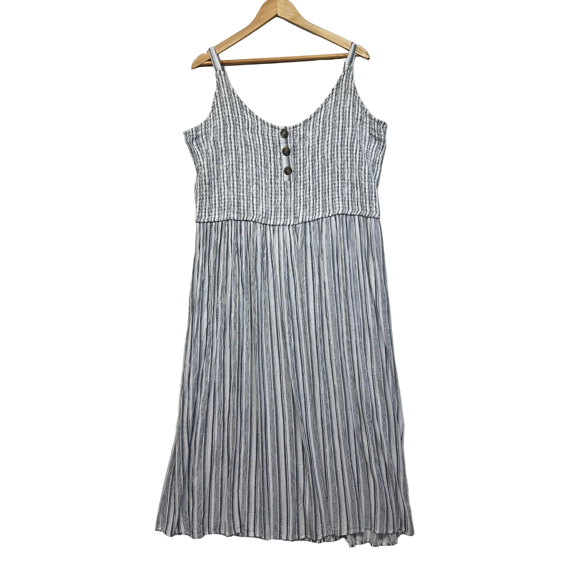 Beme Grey White Striped Maxi Dress - Size 26