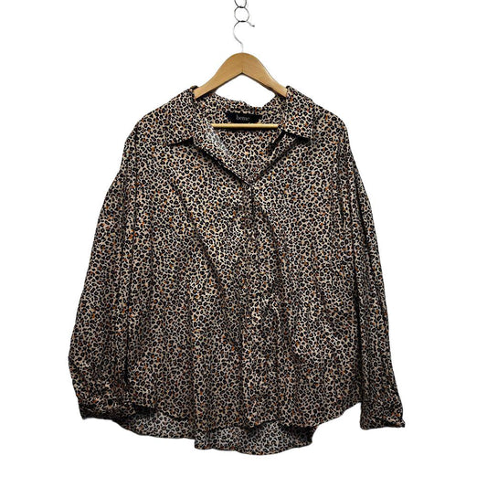Beme Leopard Print Plus Size Cotton Shirt - Size 22