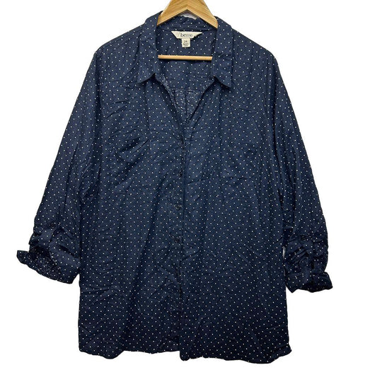 Beme Navy Plus Size Linen Shirt - Size 24
