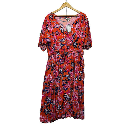 Beme Orange Plus Size Floral Dress - Size 22 RRP $89.99