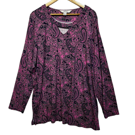 Beme Pink Paisley Long Sleeve Top - Size 20/L