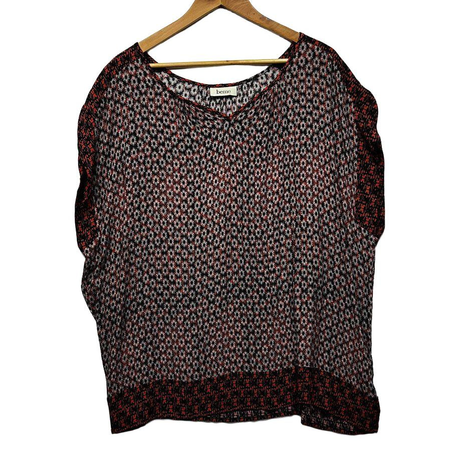 Beme Red Print Top - Size 22/24