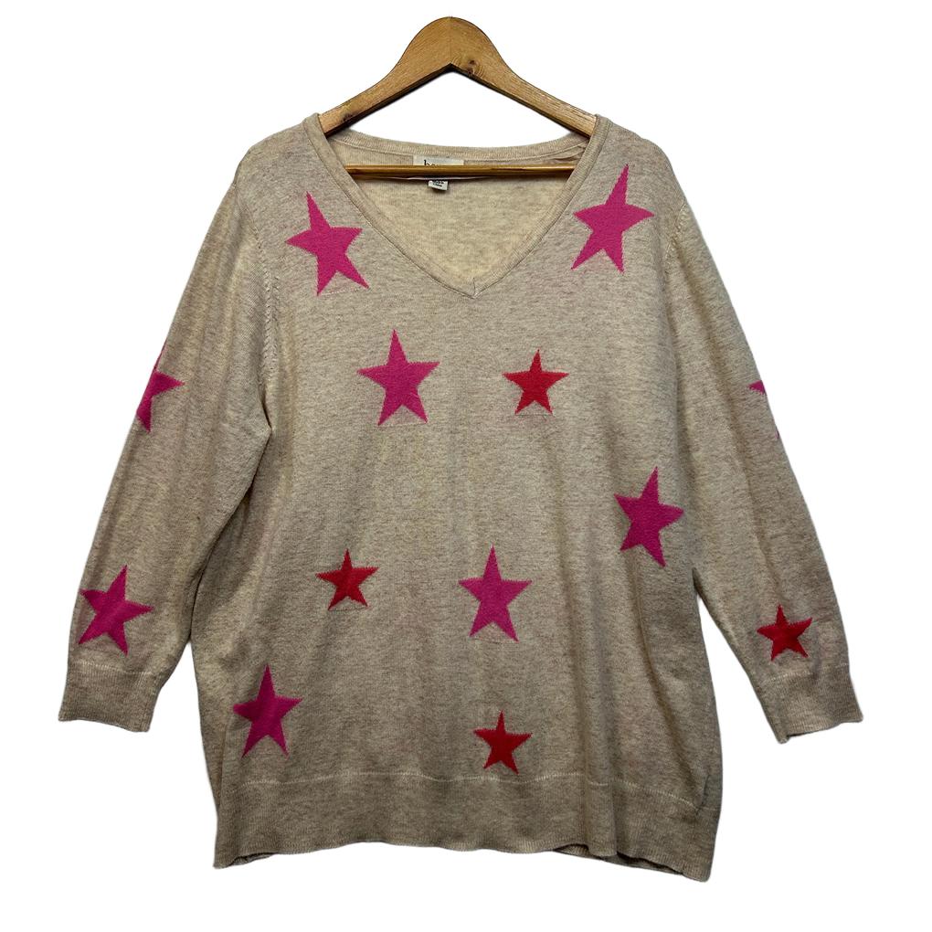 Beme Pink Star Wool Blend Jumper - Size 18/M