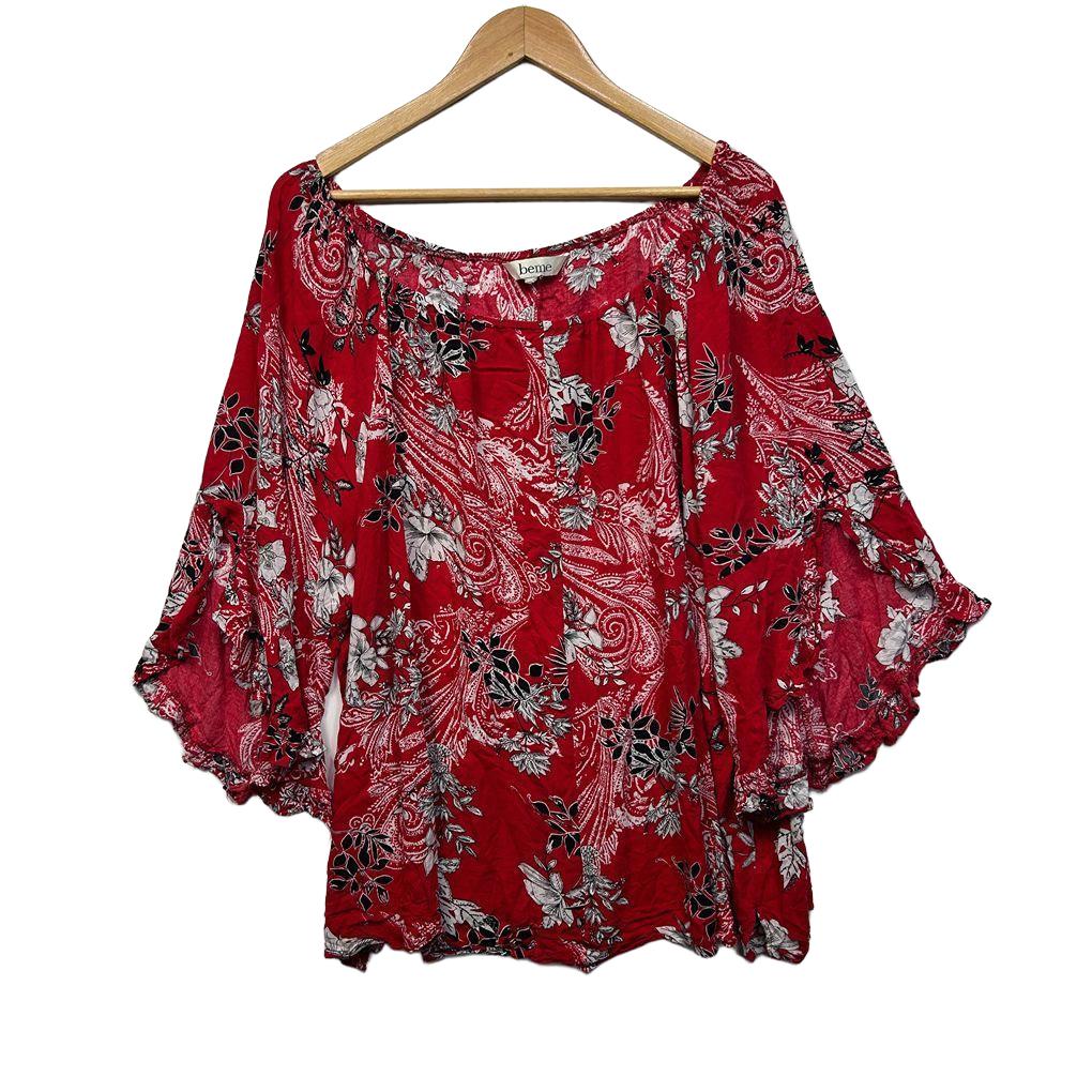 Beme Red Floral Top - Size 20/L