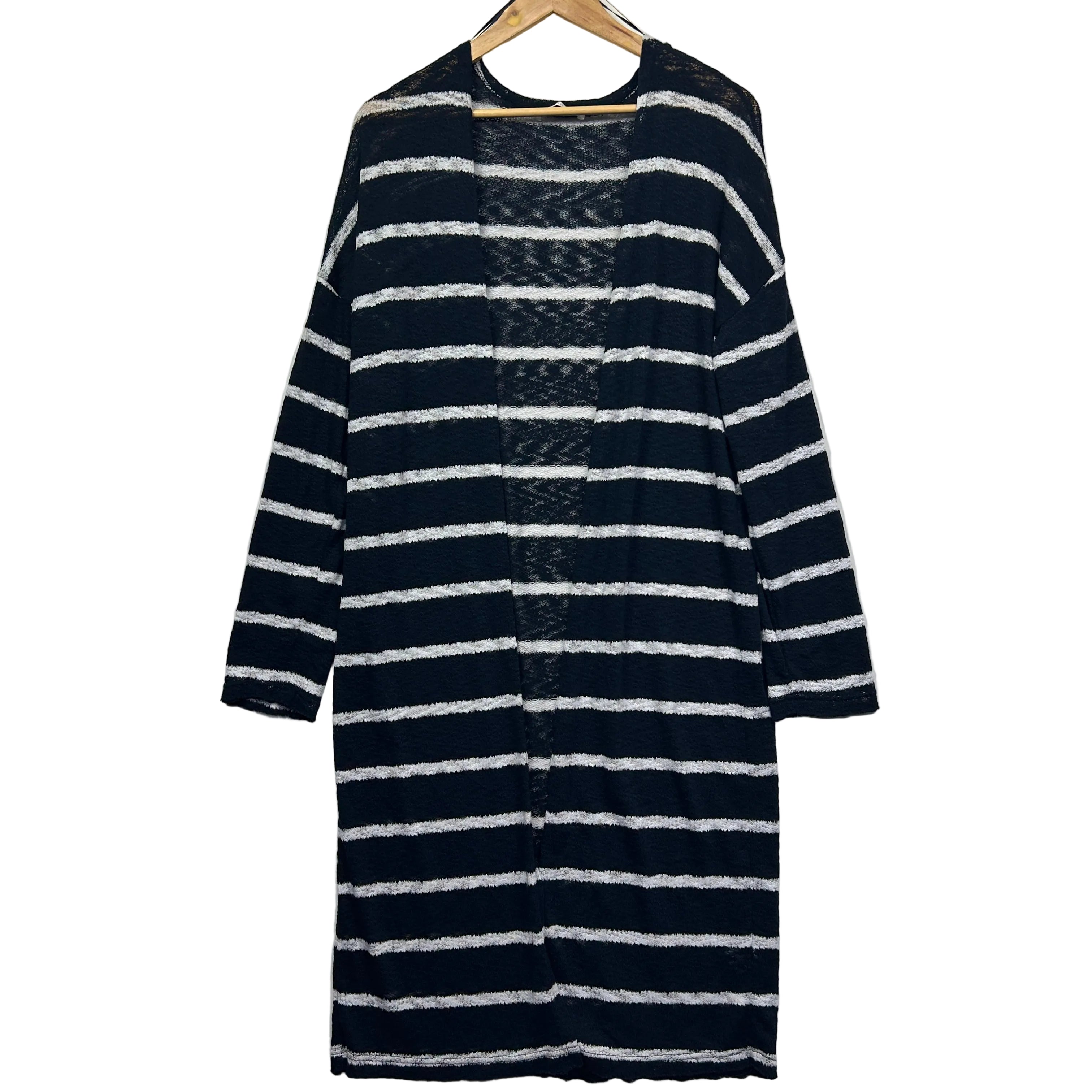 Betty Basics Black Striped Longline Cardigan - Size XL