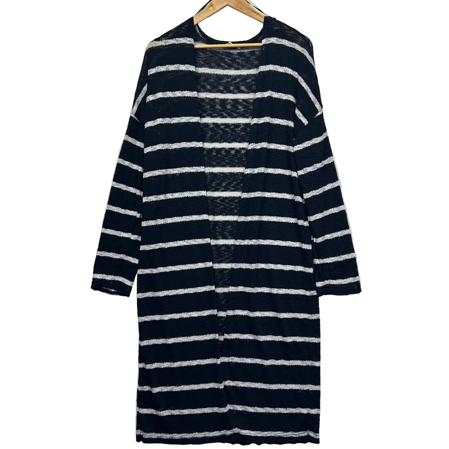Betty Basics Black Striped Longline Cardigan - Size XL