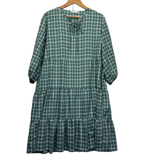 Betty Basics Green Check Dress - Size 16