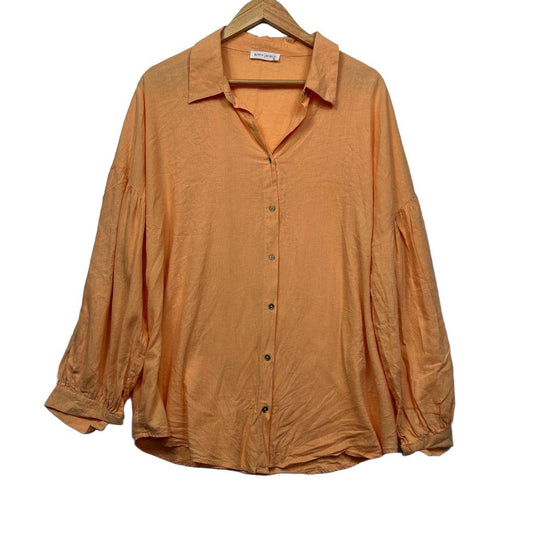 Betty Basics Orange Linen Shirt - Size 16