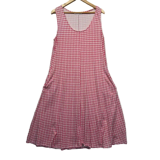 Betty Basics Pink Gingham Cottonn Sleeveless Maxi Dress w Pockets- Size 16