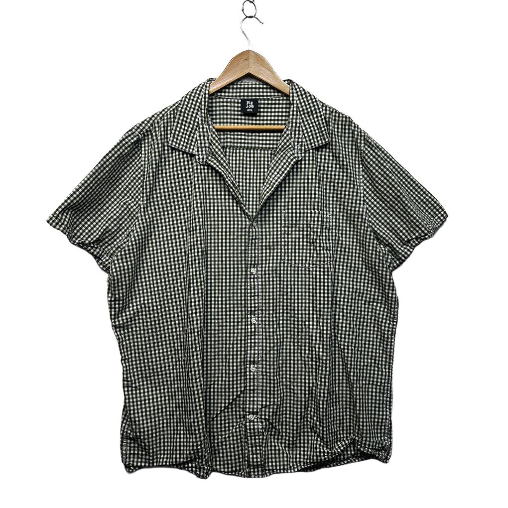 Big Joe Green Gingham Cotton Mens Shirt - Size 4XL