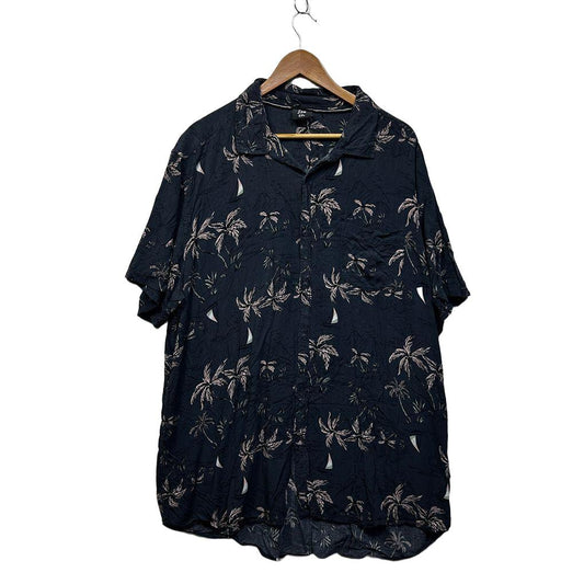 Big Joe Navy Palm Print Mens Shirt - Size 5XL