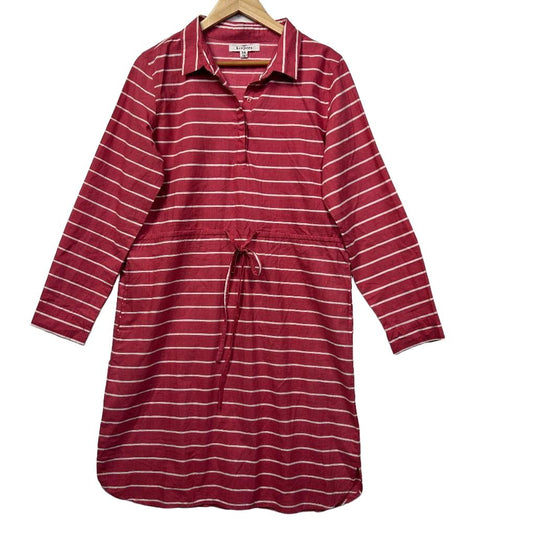 Bird Keepers Red Cotton Shirt Dress - Size 14