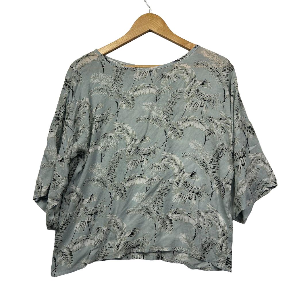 Bird & Kite Grey Tropical Print Top - Size M