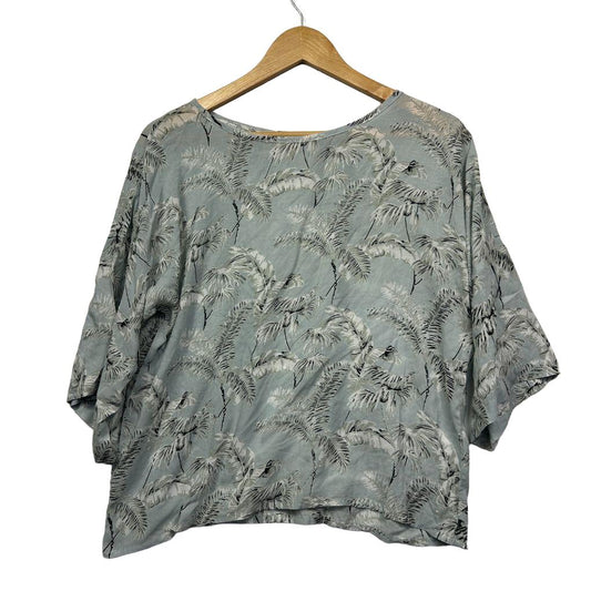 Bird & Kite Grey Tropical Print Top - Size M