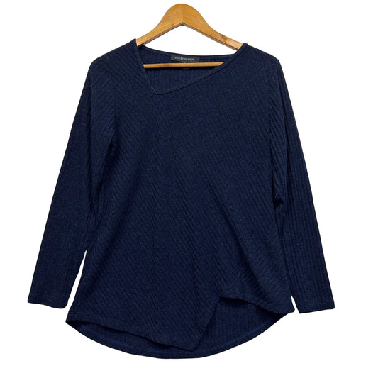 Navy long sleeve top front view