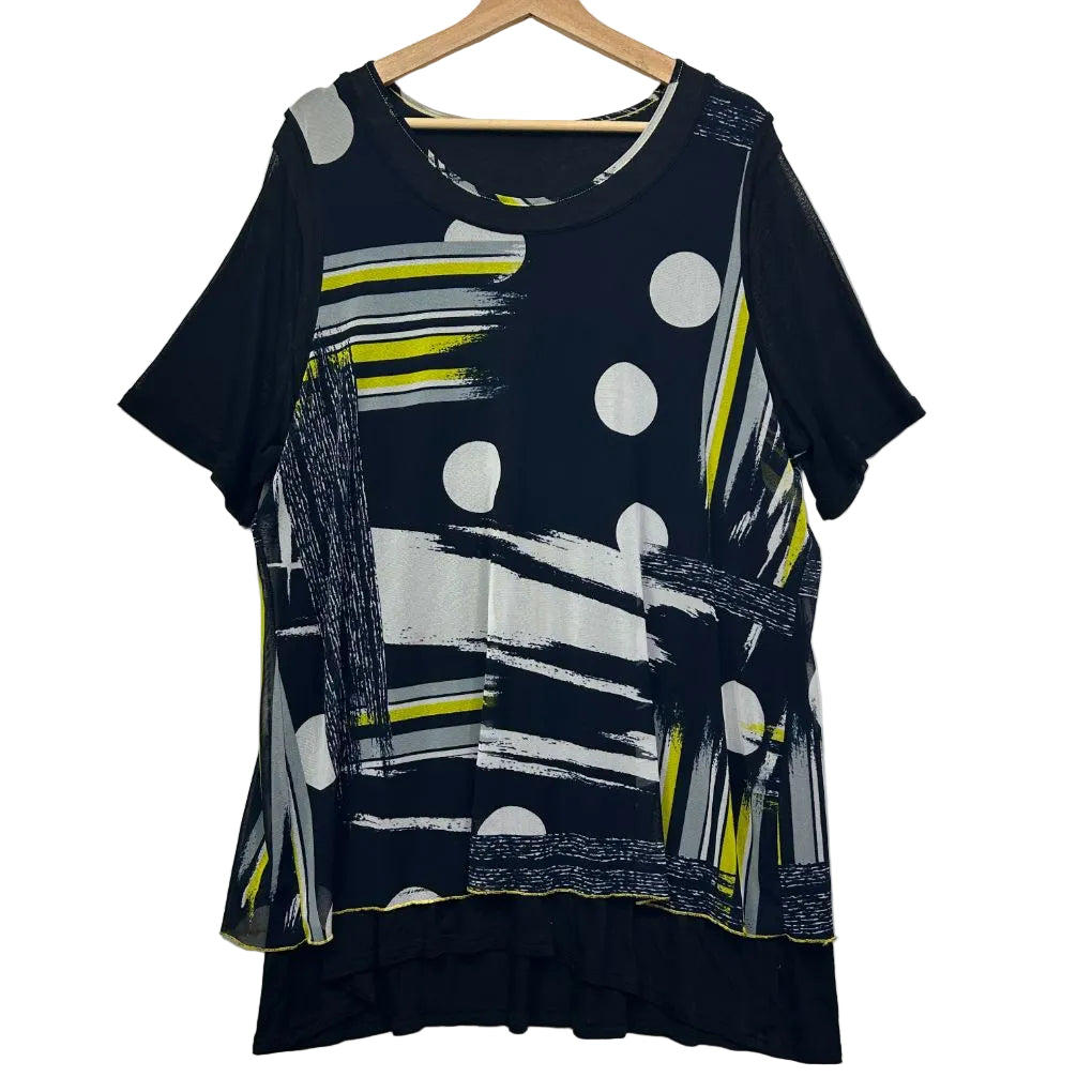 Black Abstract Print Top - Size 16/18