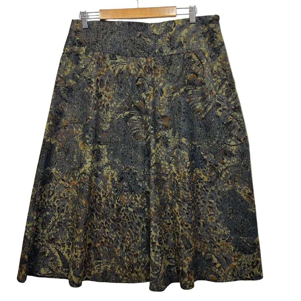 Black Apple Gold Velvet Cotton Skirt - Size 16