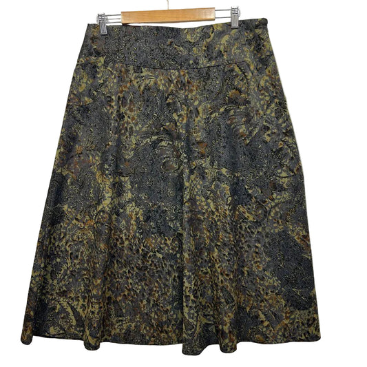 Black Apple Gold Velvet Cotton Skirt - Size 16